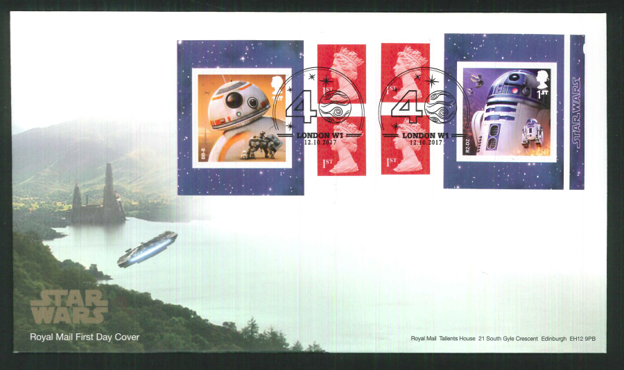 2017 - First Day Cover "Star Wars" Droids Retail Booklet, Royal Mail, London W1 (40) Pictorial Postmark - Click Image to Close